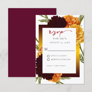 Cartons Réponse Elégant Mariage rouge Bourgogne MARIGOLD
