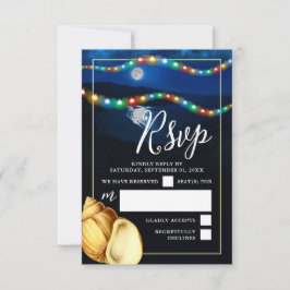 Cartons Réponse Elégant mariage sur la plage au clair de lune