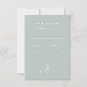 Cartons Réponse Élégant Mariage vert feuille de monogramme