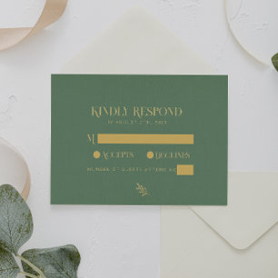 Cartons Réponse Élégant Mariage Vert Sage Et Or