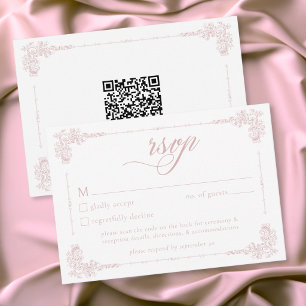 Cartons Réponse Élégant Mariage Vintage Baroque Rose Poussiéreux Q