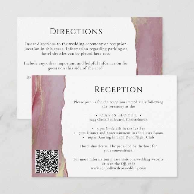 Cartons Réponse Elegant Mauve Lilac Mariage Fiche d'information (Devant / Derrière)