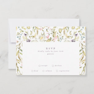 Cartons Réponse Élégant Micro Mariage de fleurs botaniques de prin
