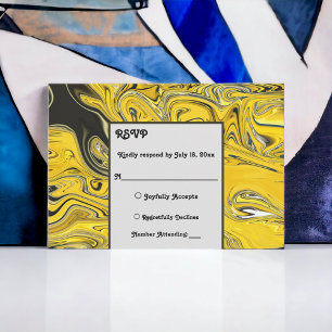 Cartons Réponse Élégant minimal Black Gold Pastel Abstrait Mariage