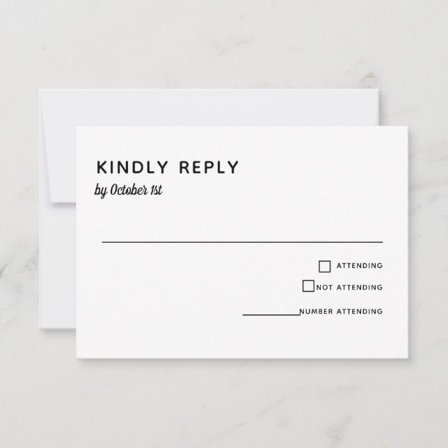 Cartons Réponse Élégant minimaliste Mariage simple Typographie RSV (Devant)