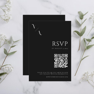 Cartons Réponse Élégant minimaliste moderne Mariage noir et blanc