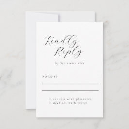 Cartons Réponse Élégant minimaliste noir blanc Mariage de calligra