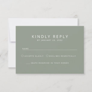 Cartons Réponse Elégant minimaliste simple ardoise gris mariage