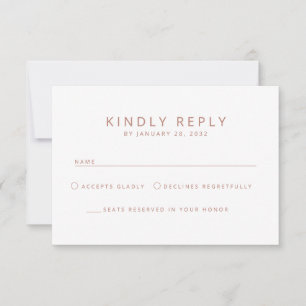 Cartons Réponse Élégant minimaliste simple vieux mariage rose