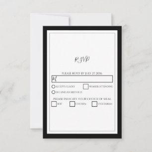 Cartons Réponse Élégant Monogramme Mariage noir et blanc