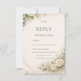 Cartons Réponse Elegant Neutral Greenery Floral