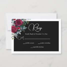 Cartons Réponse Élégant Noël Floral Rose Mariage de vacances