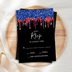 Cartons Réponse Elégant noir rouge Parties scintillant  Mariage