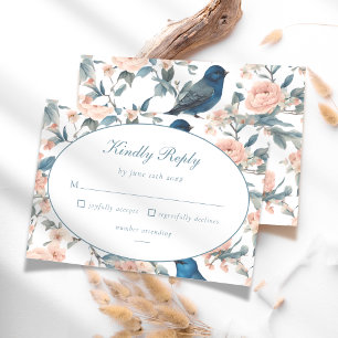 Cartons Réponse Elégant oiseau bleu français Floral Chinoiserie Ki