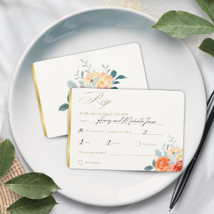 Cartons Réponse Élégant or Blush Floral Script Mariage