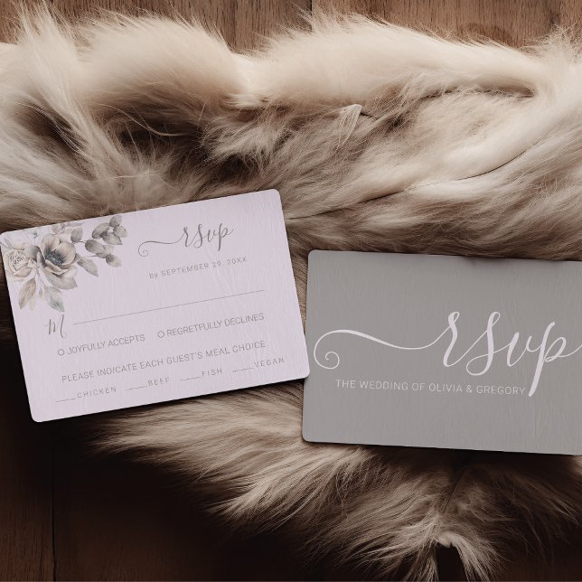 Cartons Réponse Élégant Pastel Printemps Fleur Mariage choix de re (Elegant Pastel Spring Flower Wedding Meal Choice RSVP Card)