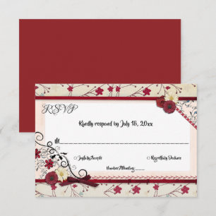 Cartons Réponse Elégant Pays Classy Bourgogne Floral Mariage