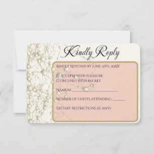 Cartons Réponse Elégant Pearl Gold Script Mariage Perles romantiqu