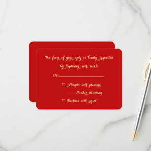 Cartons Réponse Elégant Red Faux Gold Office Christmas Party Répon