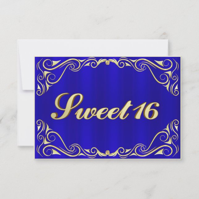 Cartons Réponse Élégant Regal Gold Typographie Sweet 16 (Devant)