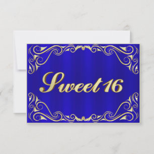Cartons Réponse Élégant Regal Gold Typographie Sweet 16