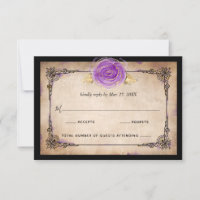 Elégant Rose aquarelle Rustique Mariage violet or