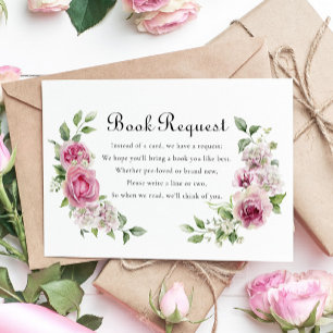 Cartons Réponse Elegant Rose Rose Livre Baby shower de demande