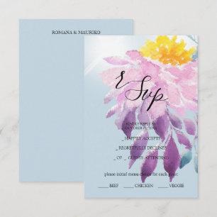 Cartons Réponse Elégant rose violet bleu Dahlia Aquarelle Art
