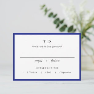 Cartons Réponse Elégant Royal Blue Monogram Mariage moderne