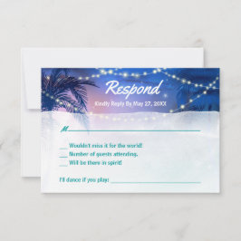 Cartons Réponse Elégant rustique aquarelle Palm Tree Beach Mariage