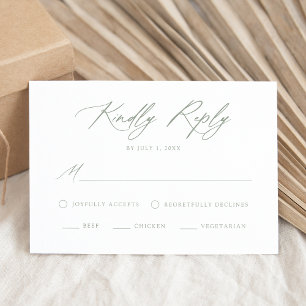 Cartons Réponse Élégant Sage Green Calligraphy Meilleur choix Mari