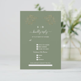 Cartons Réponse Elegant Sage Green Gold Song Request Wedding