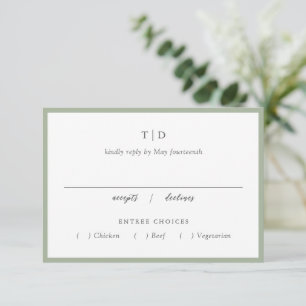 Cartons Réponse Élégant Sage Green Monogramme Mariage moderne