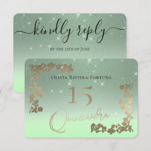 Cartons Réponse Elégant Sage Green Parties scintillant Chic Floral