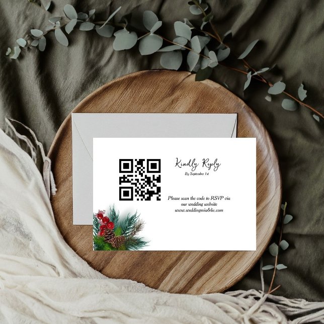 Cartons Réponse Élégant sapin de Noël  mariage Répondez s'il vous  (Créateur téléchargé)