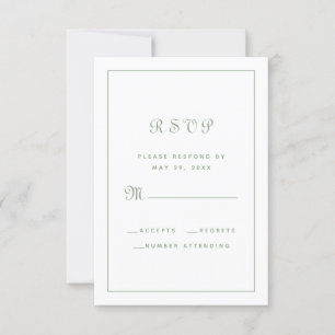 Cartons Réponse Elegant Script Chic Sage Green Wedding Enclosure