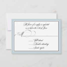 Cartons Réponse Élégant Script fleurit avec bordure bleu poussiére