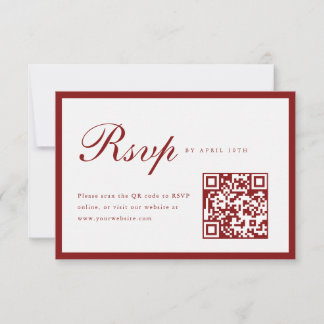 Cartons Réponse Elegant Script Wine Red QR Code Graduation Party