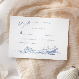 Cartons Réponse Elegant Seaside Coastal Blue Wedding