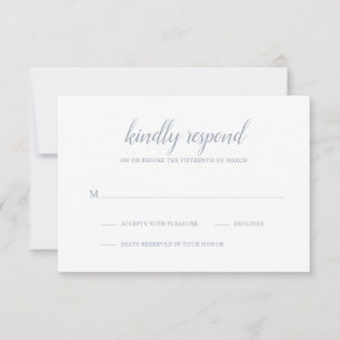 Cartons Réponse Élégant Simple Script Formel Dusty Blue Mariage