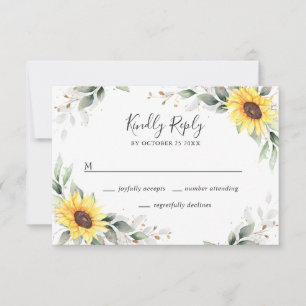 Cartons Réponse Élégant tournesol vert Mariage floral