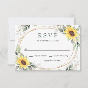 Cartons Réponse Élégant tournesol vert Mariage floral