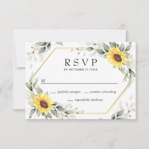 Cartons Réponse Élégant tournesol vert Mariage floral