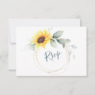 Cartons Réponse Élégant tournesol vert Mariage floral