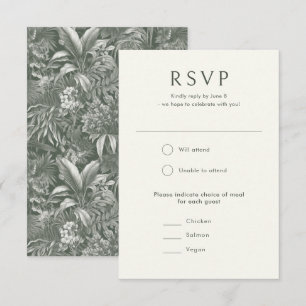 Cartons Réponse Élégant Tropical Green Vintage Style Mariage