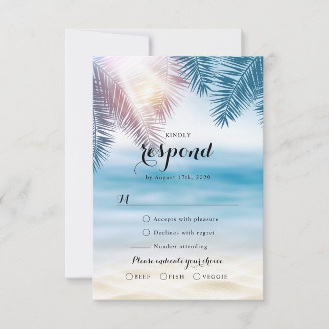 Cartons Réponse Elégant Tropical Ocean Summer Beach Mariage (Devant)