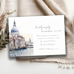 Cartons Réponse Elégant Venice Italie Canals Aquarelle Mariage