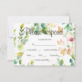 Cartons Réponse Elégant vert fleurs sauvages d'aquarelle