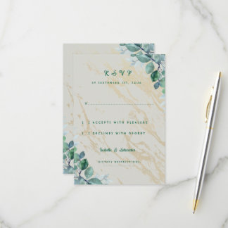 Cartons Réponse Élégant Vert Sauge Poussiéreux Eucalyptus & Marbre