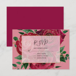 Cartons Réponse Élégant Vintage Glam rouge rose or Rose Mariage